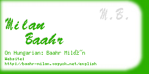 milan baahr business card